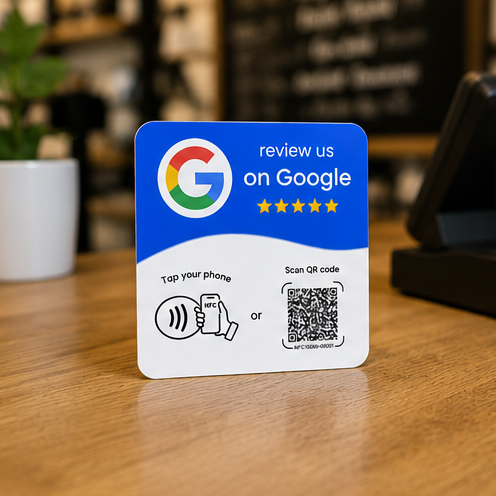 NFC Google Review Card - Tap & Scan Stand