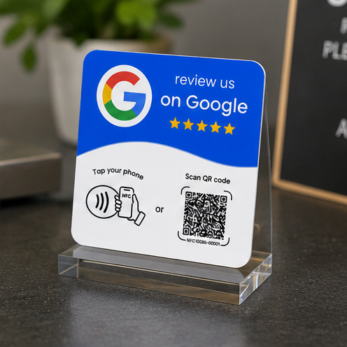 NFC Google Review Card - Tap & Scan Stand