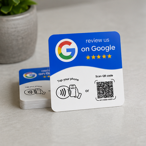 NFC Google Review Card - Tap & Scan Stand